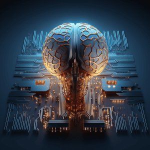An image of a brain on a circuit board.