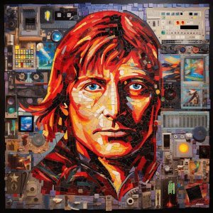 A star wars mosaic with a man's face on it.