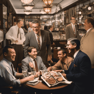 A group of men sitting at a table.