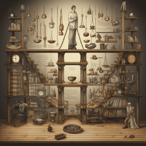 An illustration of a room with a lot of objects on it.