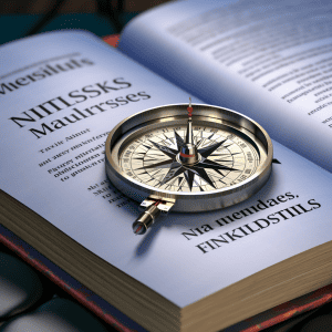 An open book with a compass on it.