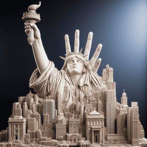 A statue of liberty with a hand holding a torch.