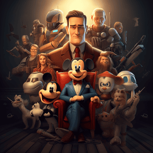 Disney's mickey mouse and his friends in a chair.
