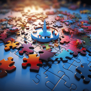 An image of a puzzle piece with people on it.