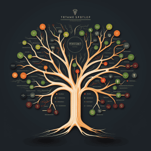 A tree with many different types of fruits and vegetables.