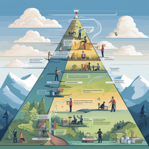 A diagram showing the stages of a business pyramid.