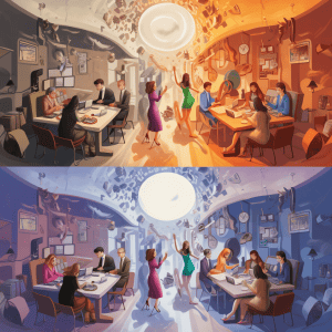 A group of people sitting around a table.