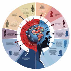 A diagram of a person's head with different symbols on it.