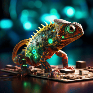 A chameleon adapting to a rewired circuit board.